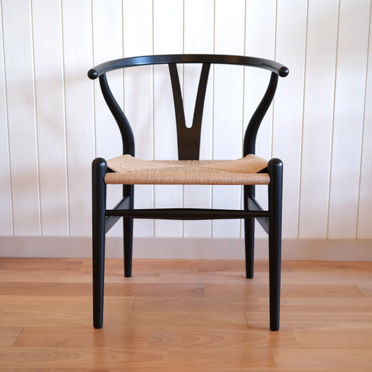 Yチェア43㎝ビーチ/SOFTブラック/ナチュラルペーパーコード【即納可】