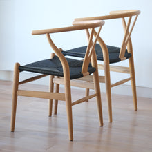 画像をギャラリービューアに読み込む, Yチェア45cmオーク材オイル仕上げ／座ブラックぺーパーコード／在庫有（即納可）送料無料
